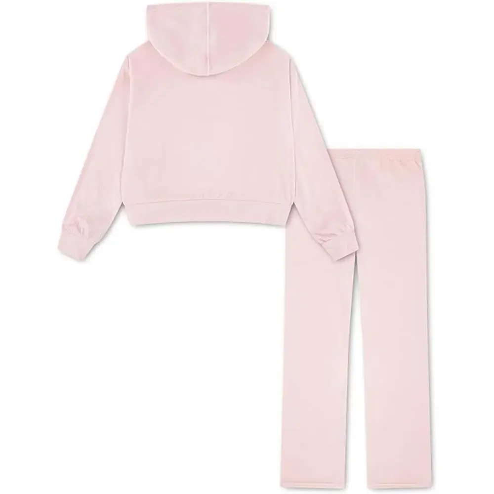 Converse 2-Piece Set Kids 6X Blush Hush Velour Flare Leg Pullover Hoodie FROG534